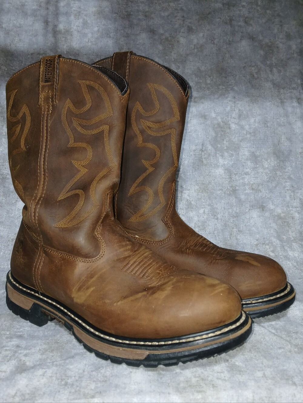 Rocky Mens Pull on Roper CH Bridle Round Toe Cowboy Western Boots Size 10 M